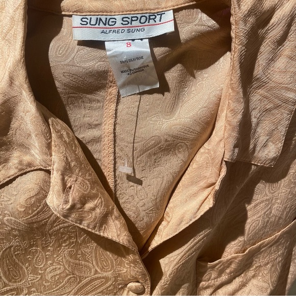 Alfred Sung Sport paisley print silk blouse - Picture 3 of 4